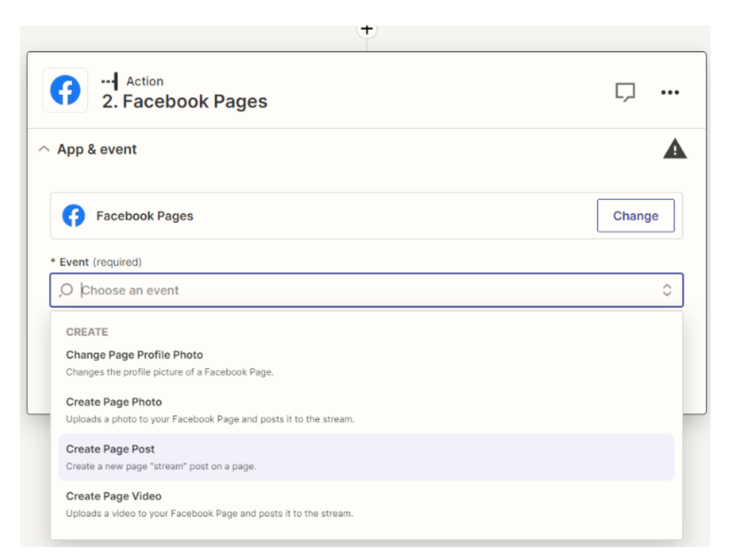Select which platform we will interact with. It's a Facebook page