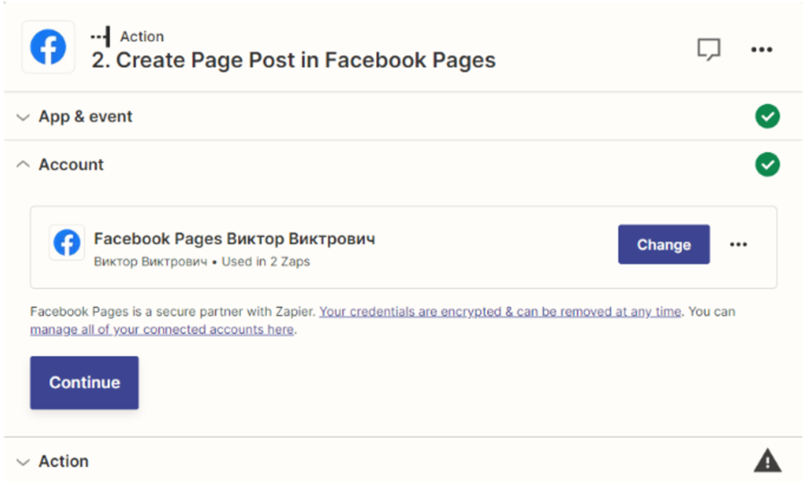 Create page post in Facebook pages