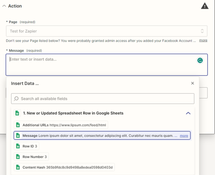 Connect to Facebook and create/select a page where our posts will be published