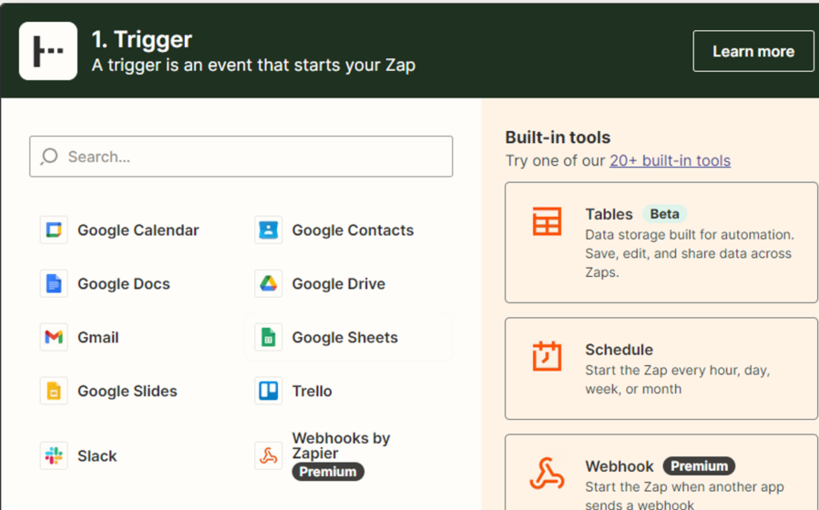 Create a new Zap and choose a platform