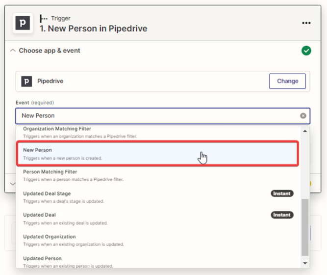 Choose a trigger event
