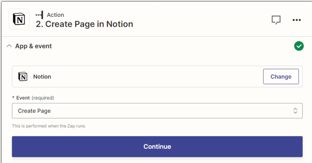 Create page in Notion