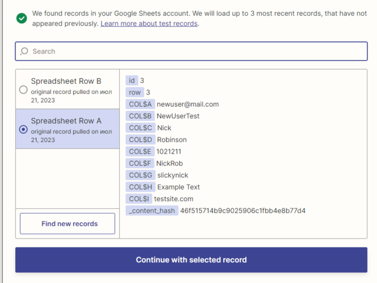 The document already contains data from which Zapier will retrieve information.