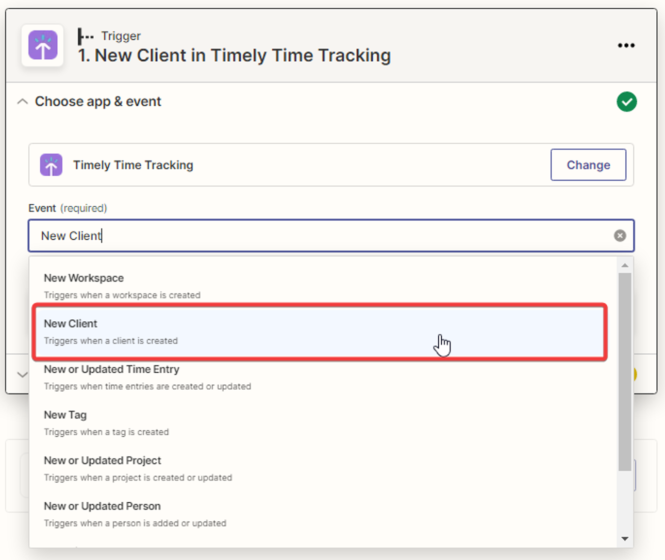 new client in timely time tracking