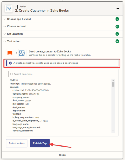 New contact in Zoho CRM